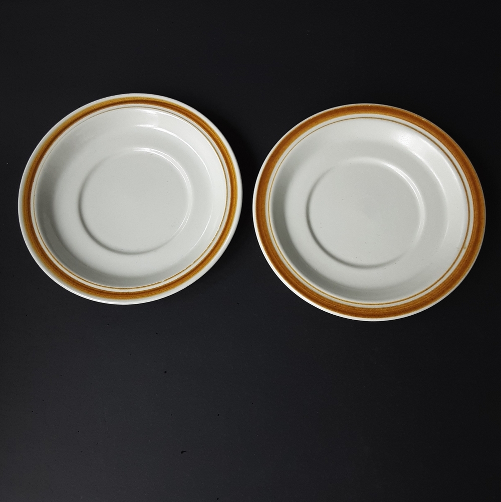 Royal Doulton Cinnamon Saucers Lambeth Stoneware L.S. 1003 Set of 2 Discontinued